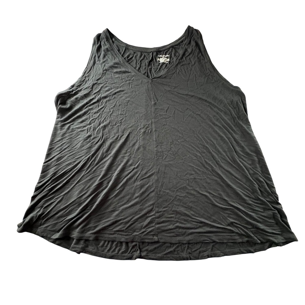 Lane‎ Bryant Tank Top Womens 22/24 Black Excellent V-Neck Rayon Blend Swing Tee